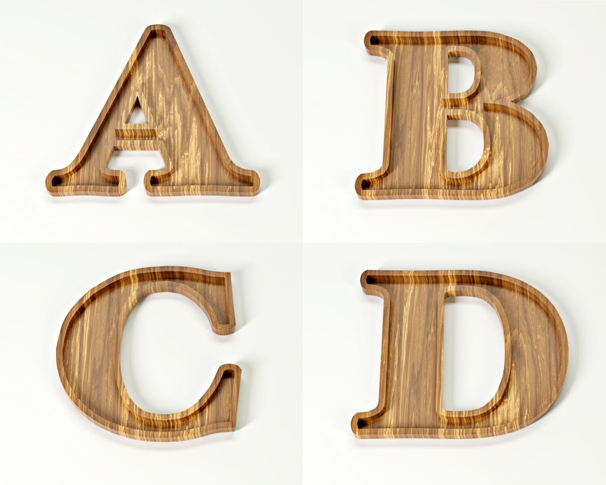 ABCD Letters wooden tray 3d model