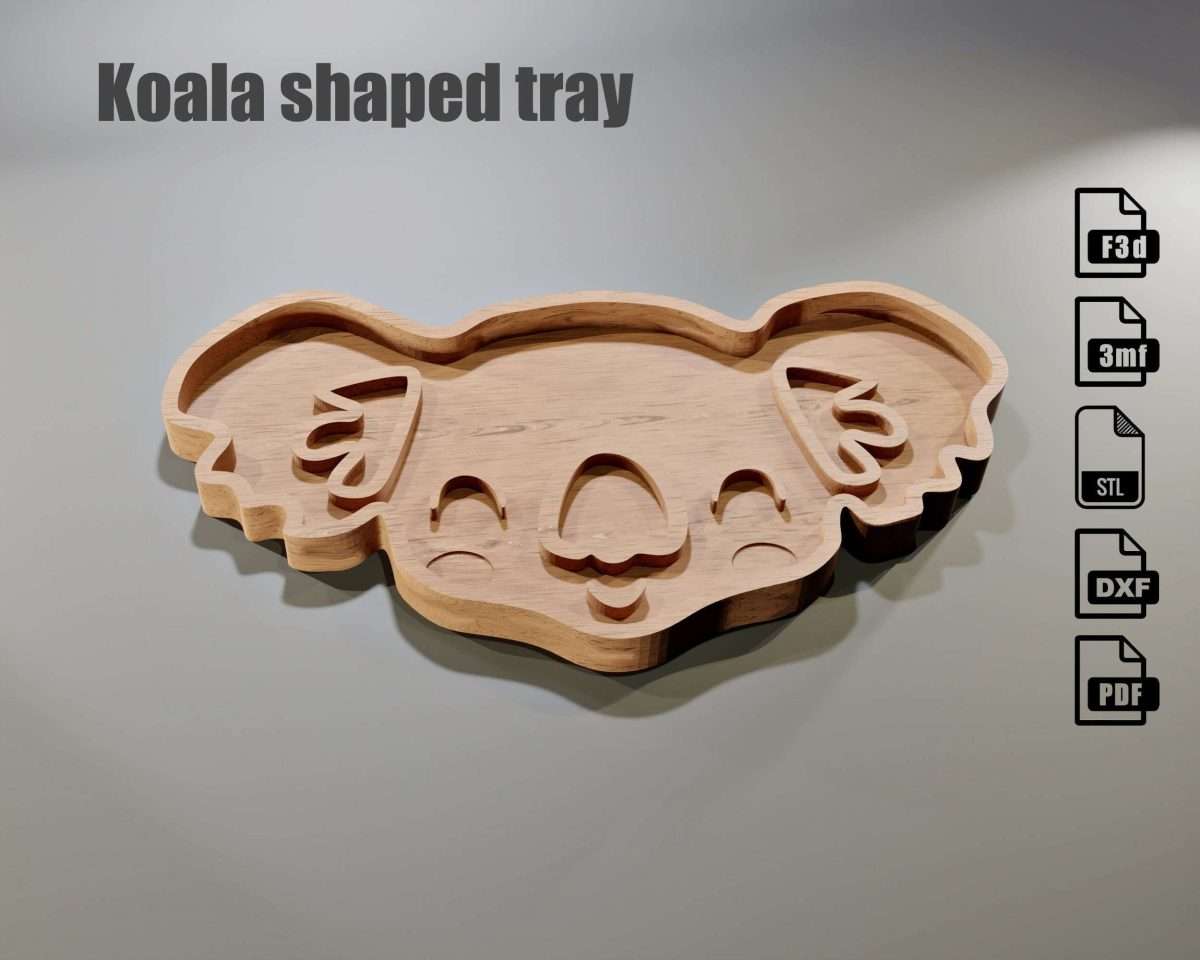 koala face wooden tray design for CNC routers