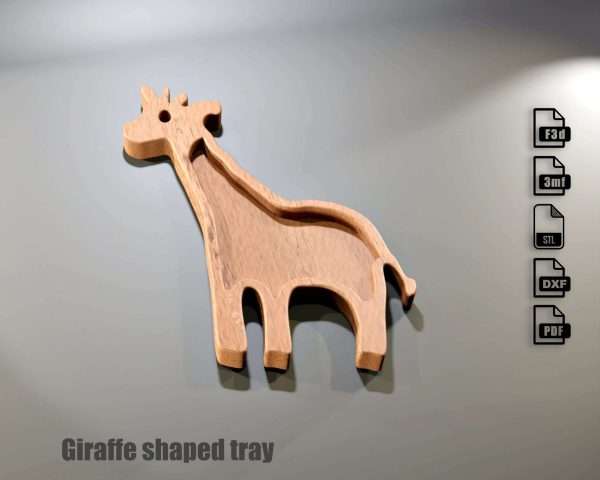 giraffe shaped wooden tray design for cnc routers
