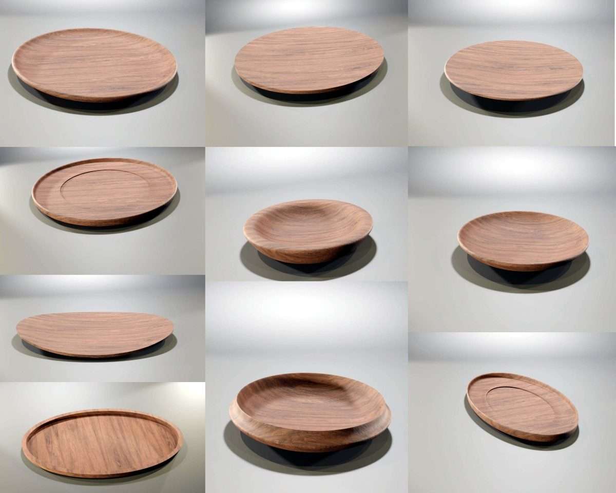10 different rounded or curved serving trays and bowls for CNC