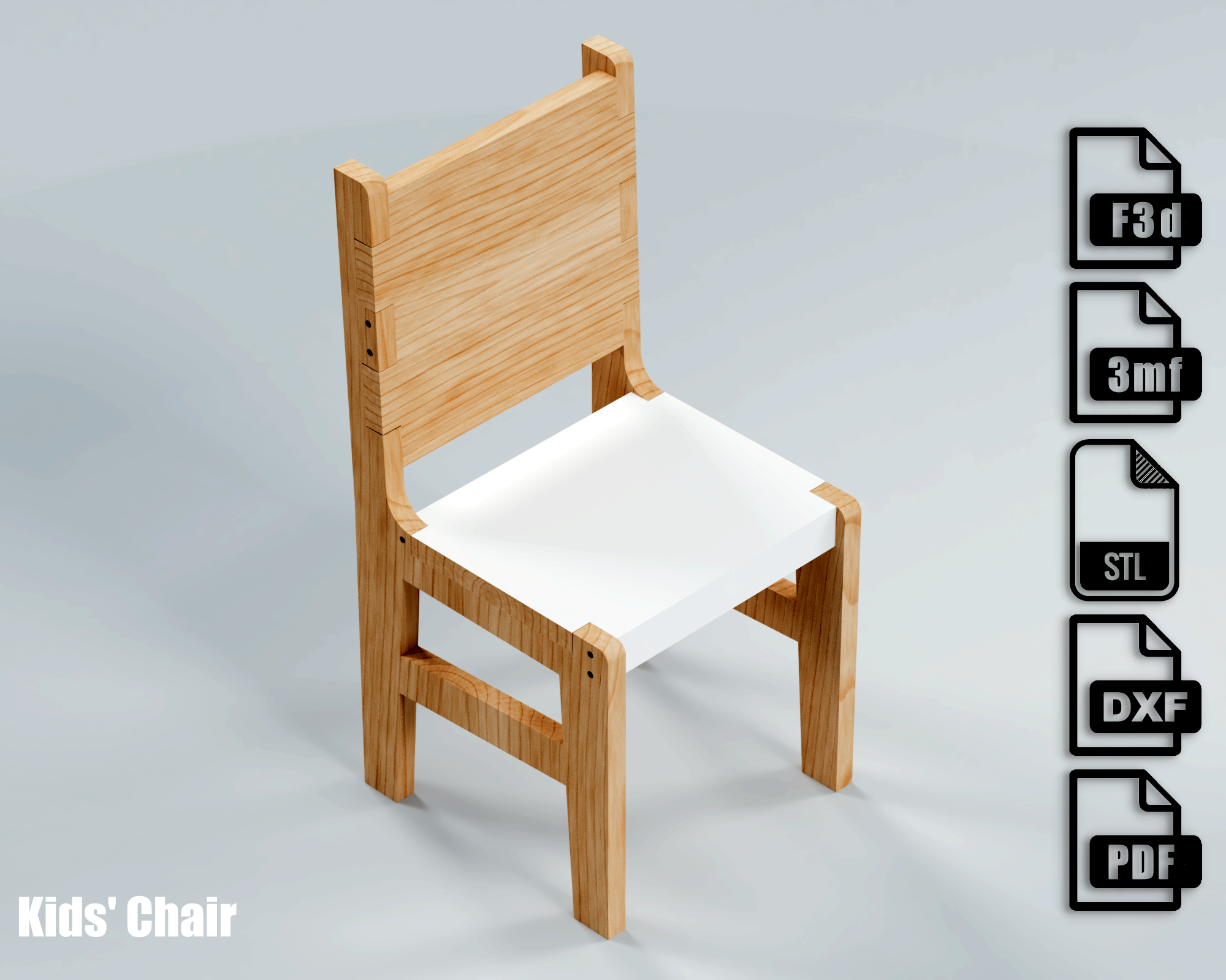 Child Chair - CNC 3D editable files (f3d, stl)