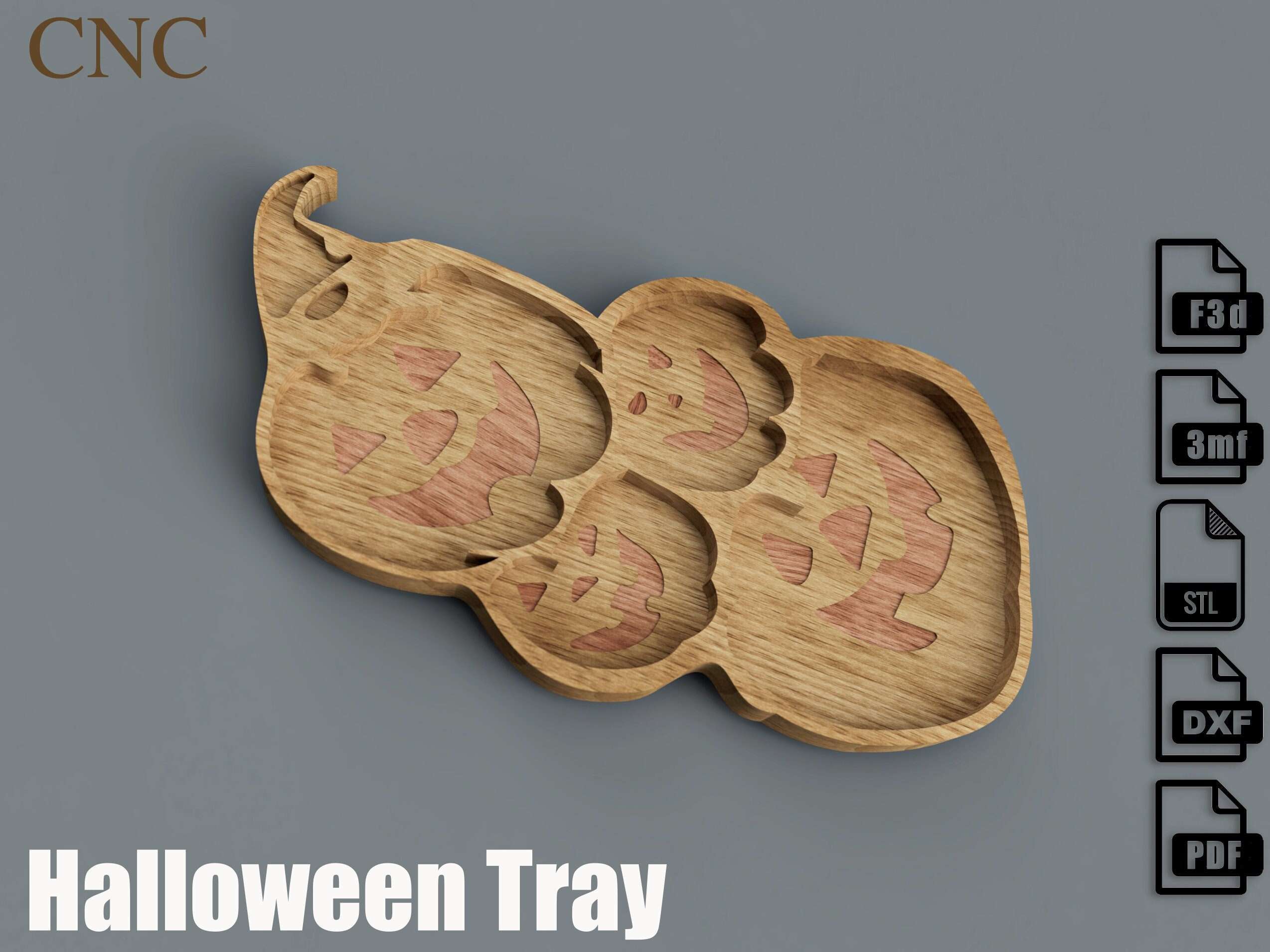 Halloween Tray - CNC files for wood  (Fusion 360, dxf, stl, pdf)