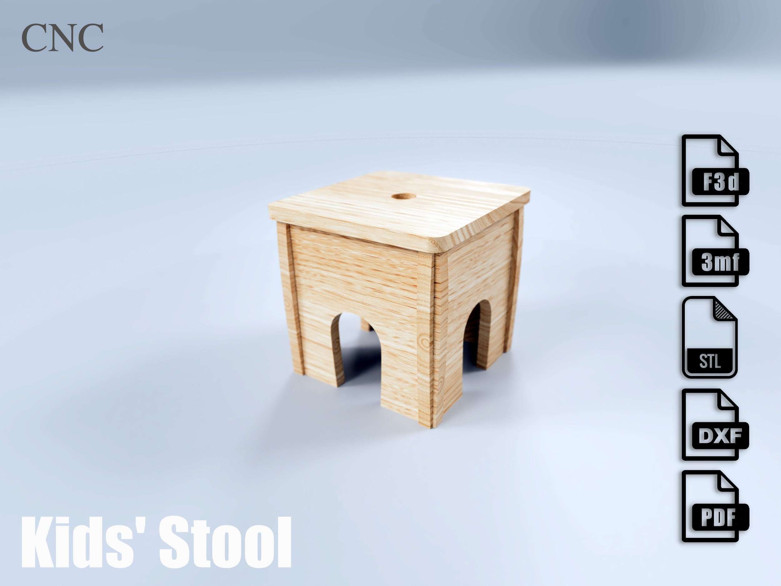 Stool plywood furniture for kids - CNC designs Easy to build and ready for makers, CNC parametric design file