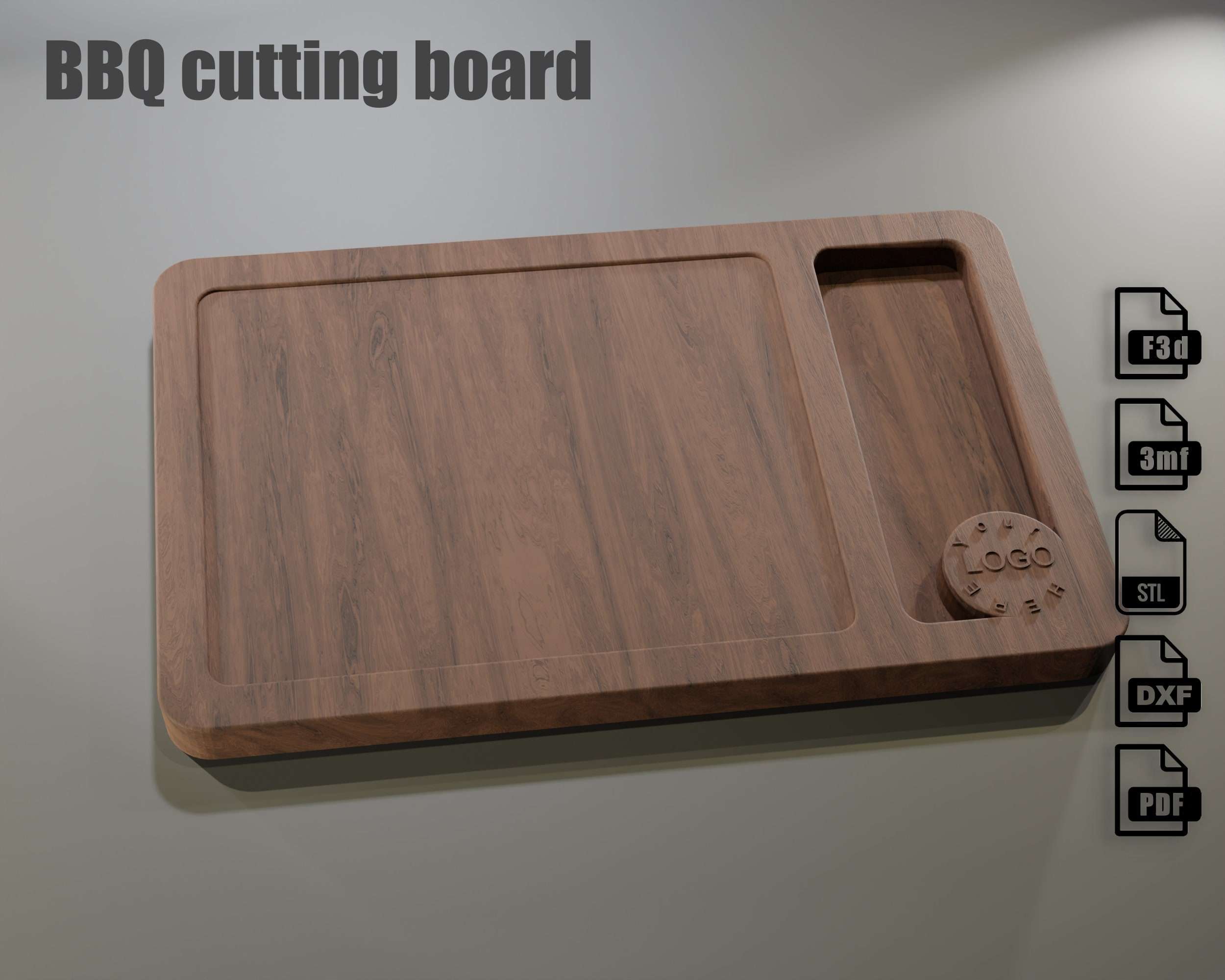 CNC project for a Steak board - CNC files for wood routers. DxF, Fusion 360 & CNC StL files, by Agilemaking