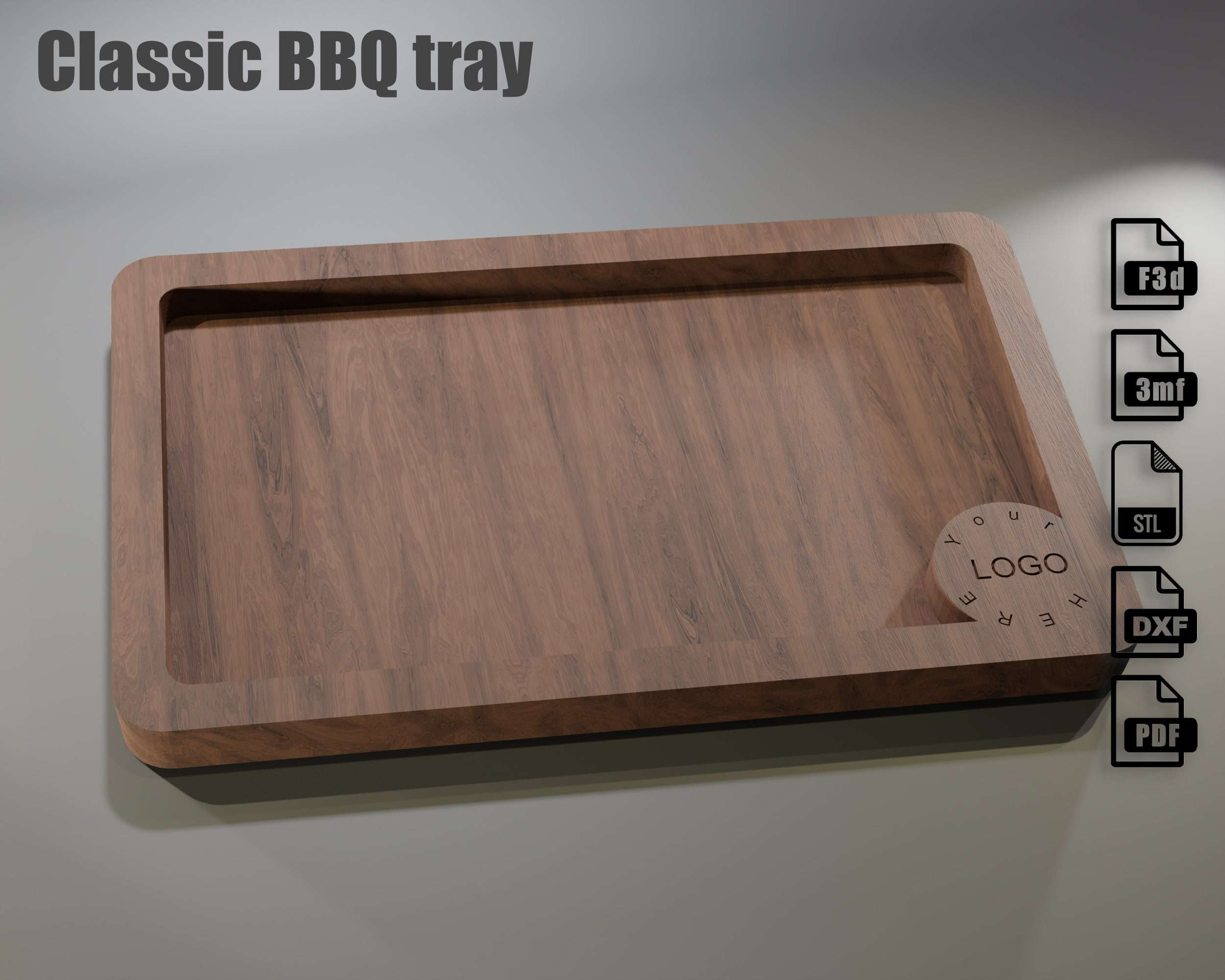 CNC project for a wild Steak Tray - CNC files for wood routers parametric design. Fusion 360 and Cnc STL files, by Agilemaking