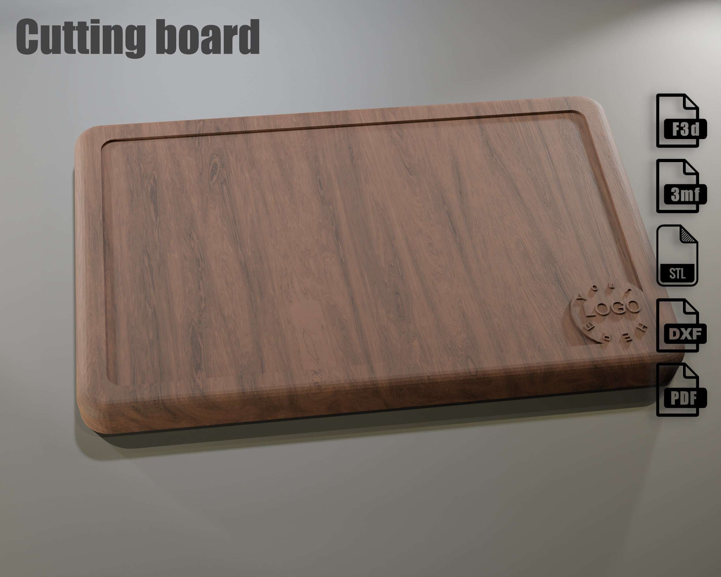 CNC Cutting board File - CNC files for wood routers - Fusion 360 and STL files, by Agilemaking