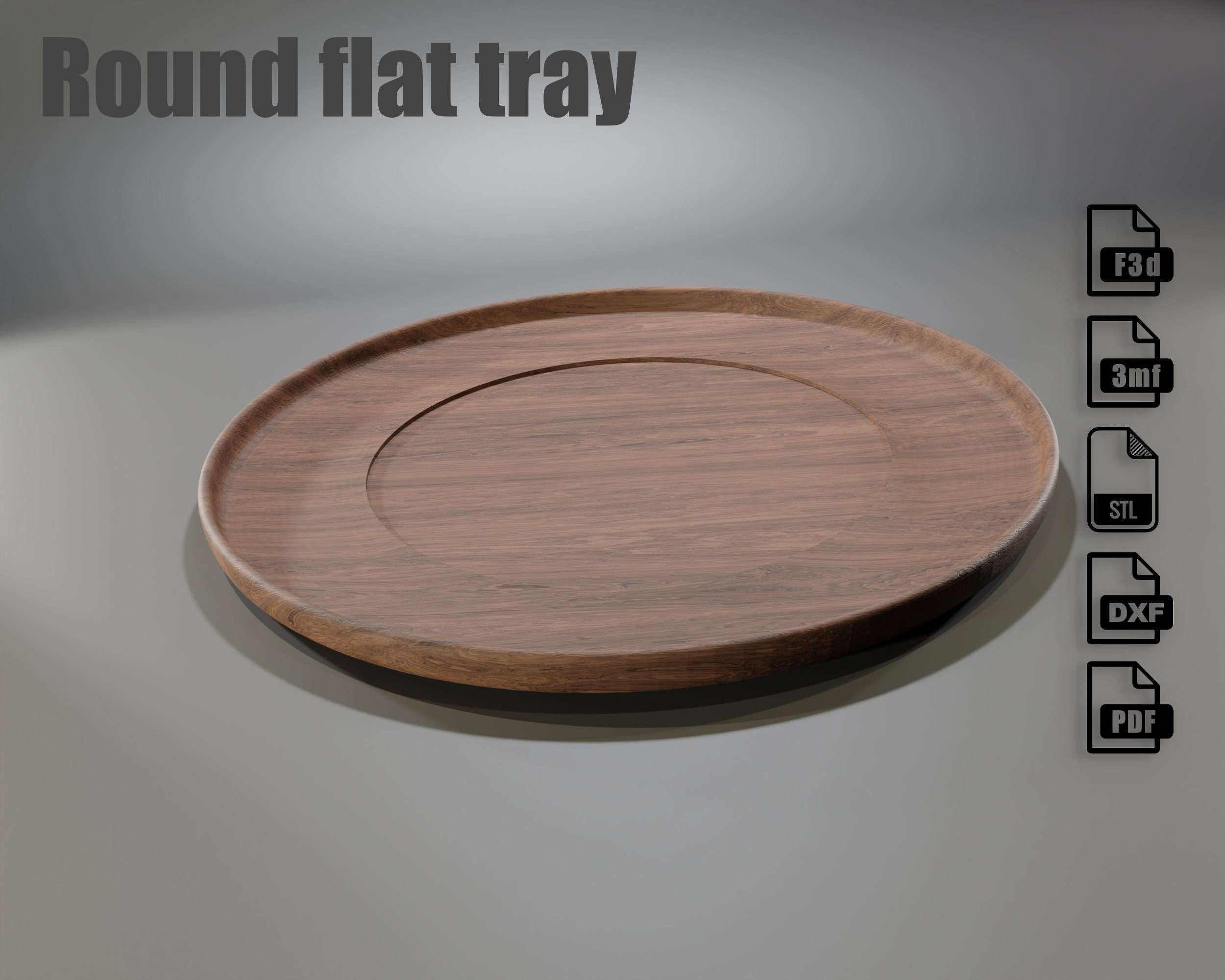 Round water jar tray for direct download - CNC files for wood routers (Fusion 360 editable, DXF Vector, stl file, pdf plans)