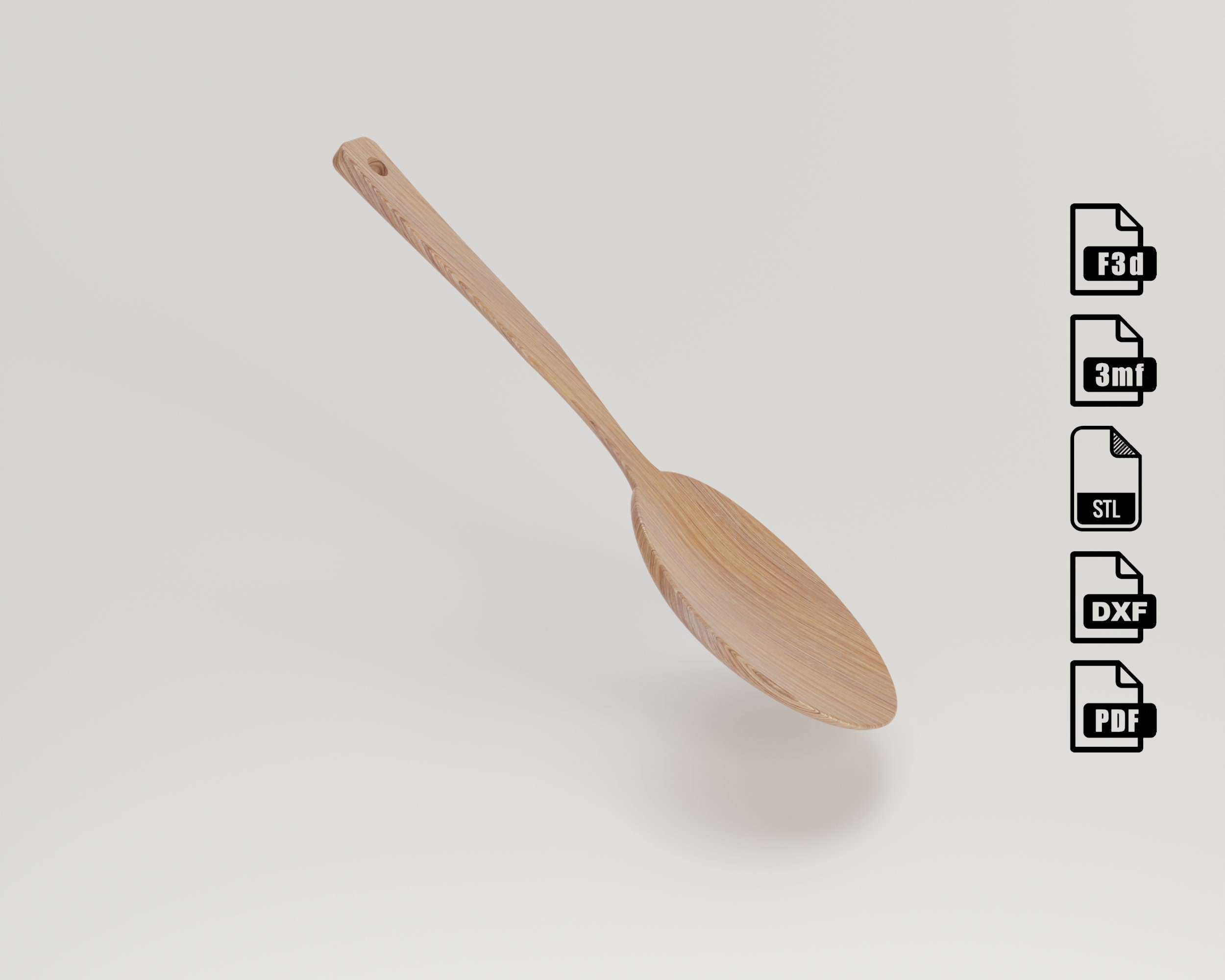 Stew wooden spoon CNC file - CNC files for wood routers - Fusion 360 files STL included, by Agilemaking