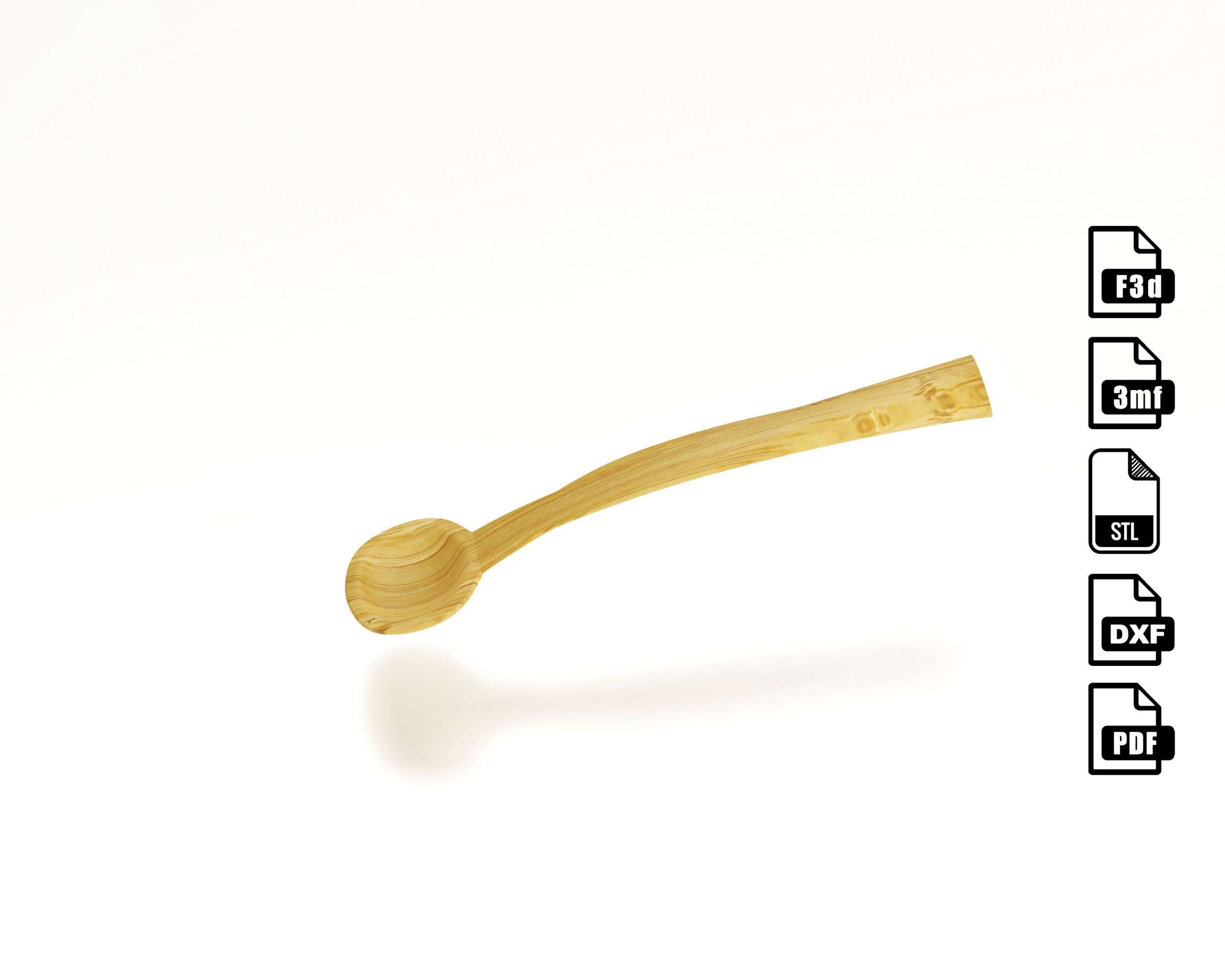 Sugar spoon CNC file for wood routers - Fusion 360 file included, STL files & Dxf files for Artcam. 3D models by Agilemaking