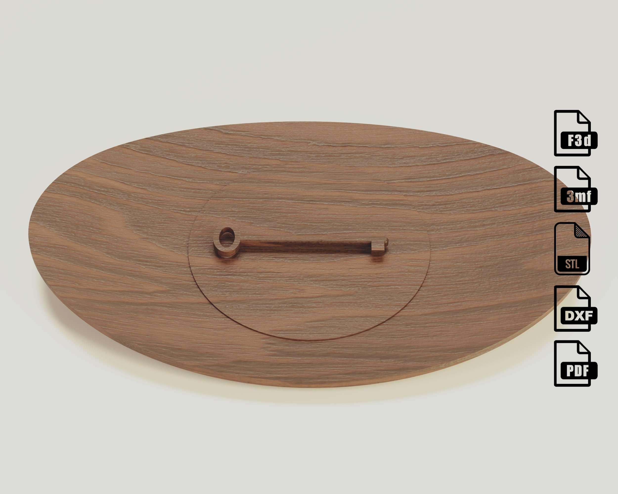 Oval Key's tray CNC file - Fusion 360 files STL included. CNC files for wood routers, by Agilemaking