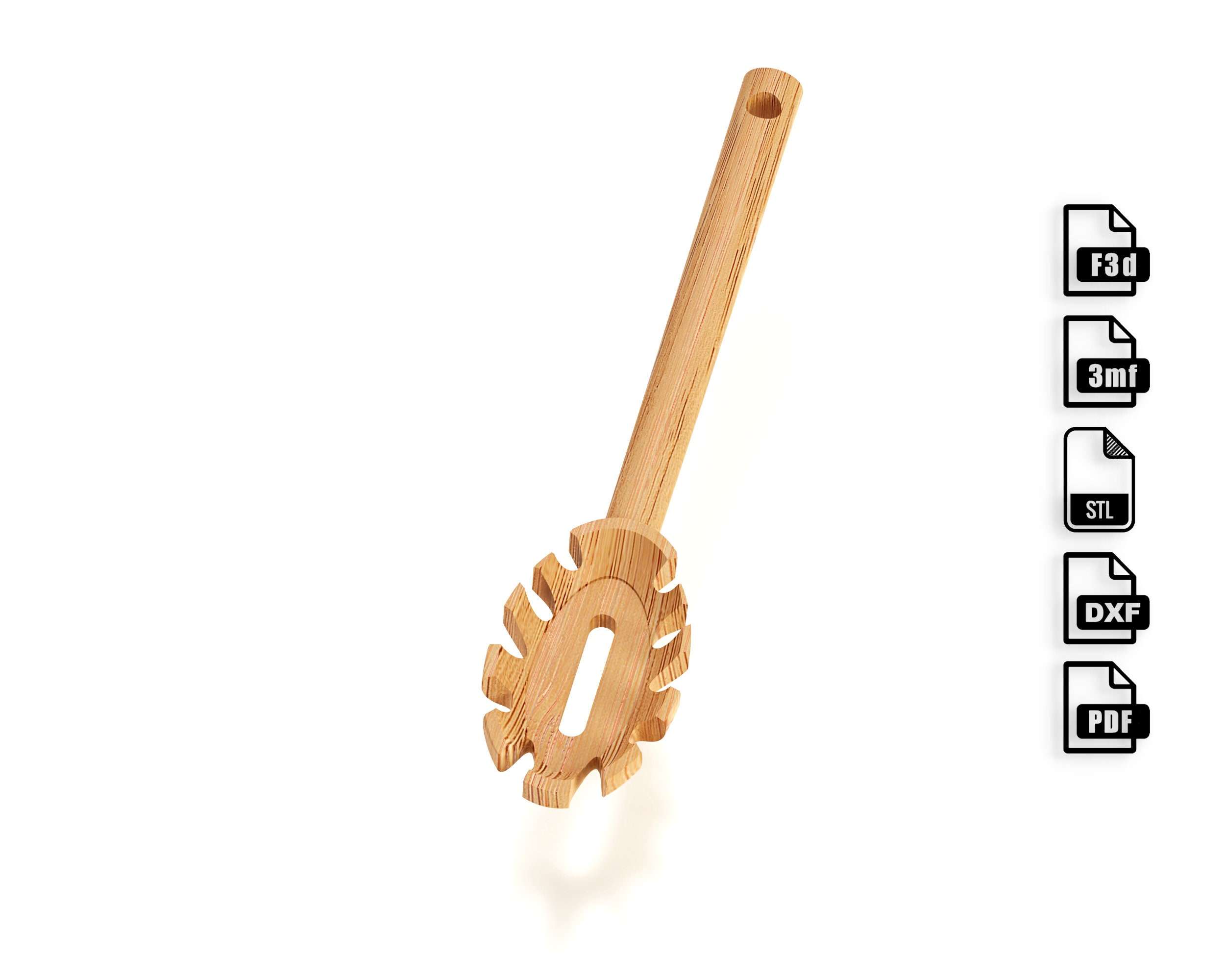 Spaghetti utensil CNC file - Fusion 360 file, STL files included by Agilemaking