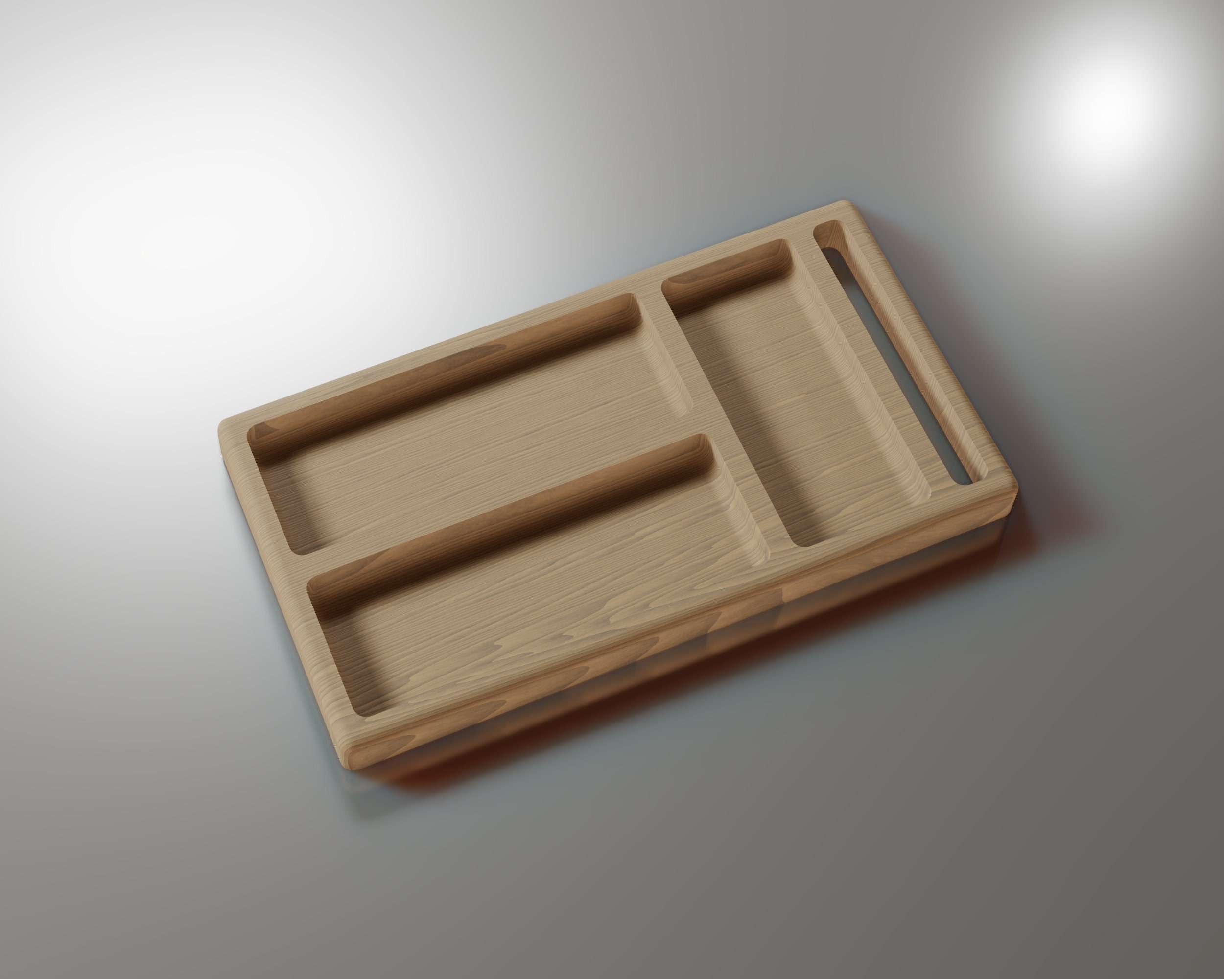 Rectangular CNC Tray Design Files - Customizable 3-Section Tea-Time Cookie Presentation Tray - Fusion 360 files and STL Files included