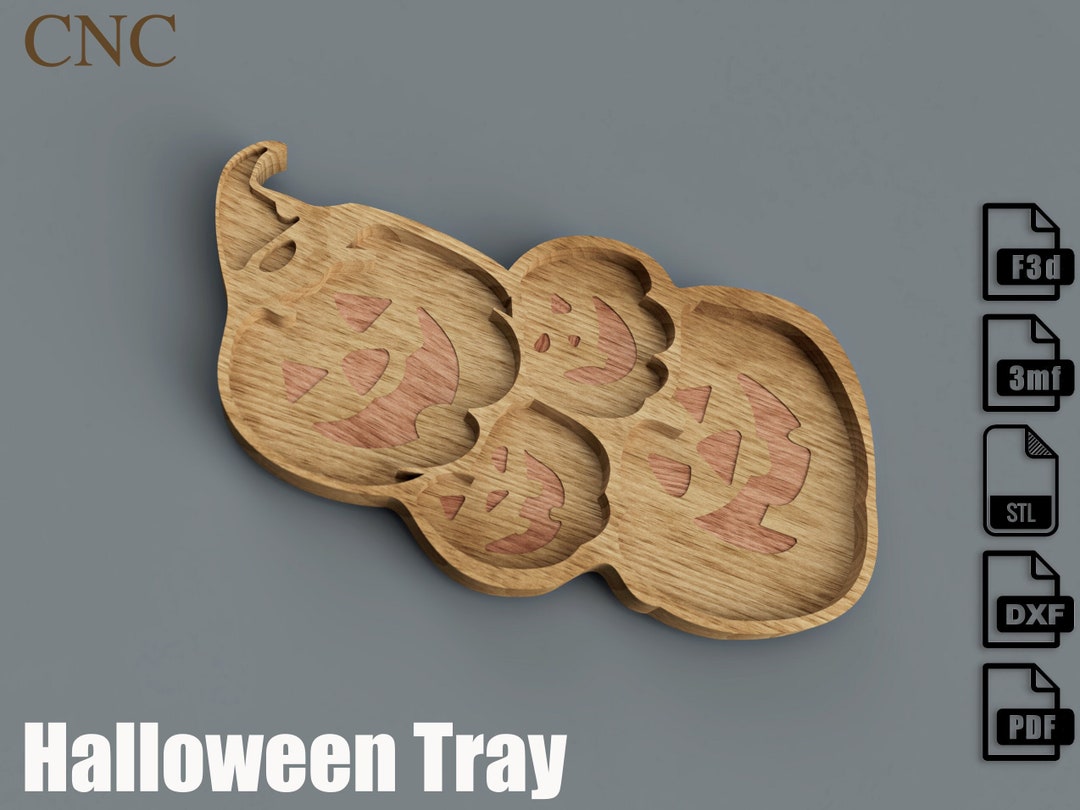 Halloween Tray CNC File – Parametric Design (Fusion 360, STL, DXF)