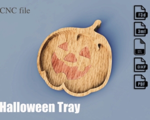 Halloween Tray v2 – Wood CNC Files (Fusion 360, STL, DXF)