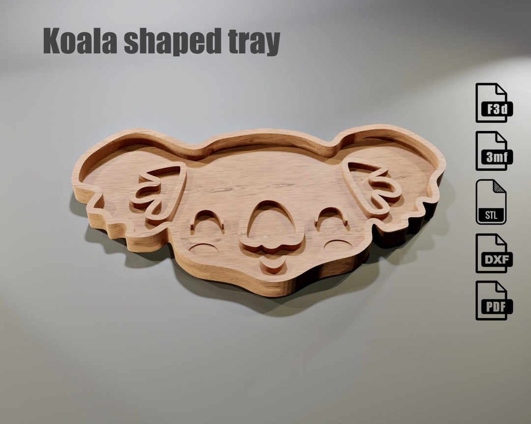 Koala Face Tray CNC Files – Fusion 360, STL, DXF