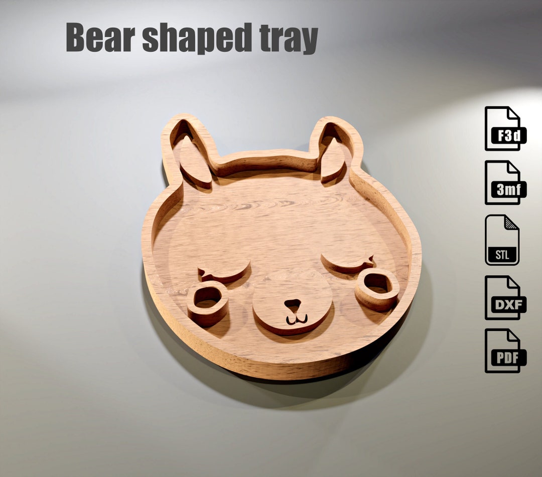Bear Tray CNC Files – Fusion 360, STL, DXF