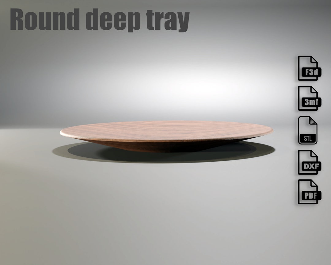 CNC Round Wood Tray Project – Deep Decoration Tray (Fusion 360, STL, DXF)