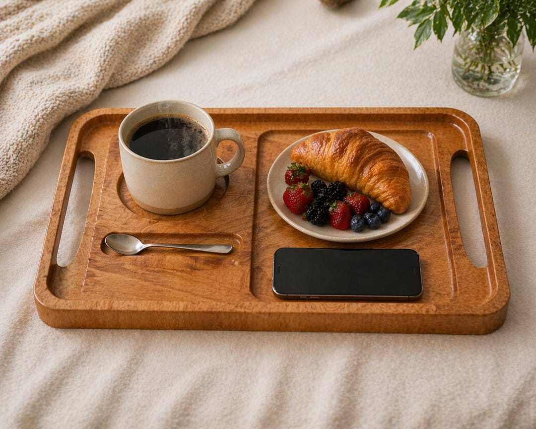 Breakfast Tray CNC Files – Cup Holder, Phone Slot, Serving Tray