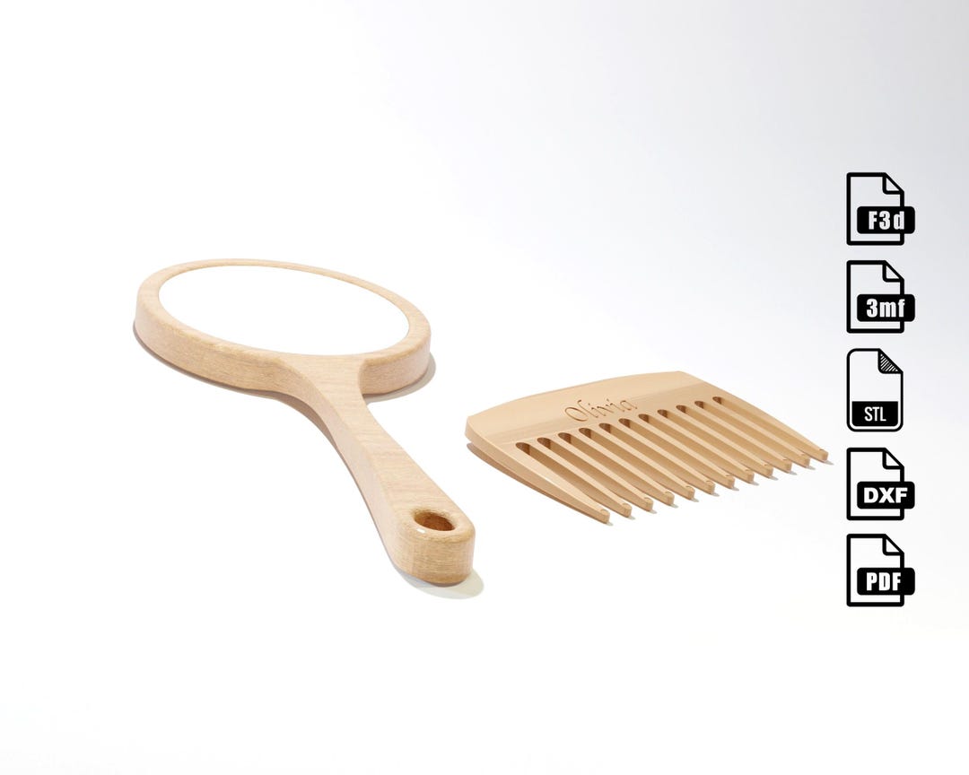 Personalizable Hand Mirror and Comb CNC Files – Fusion 360, STL, DXF