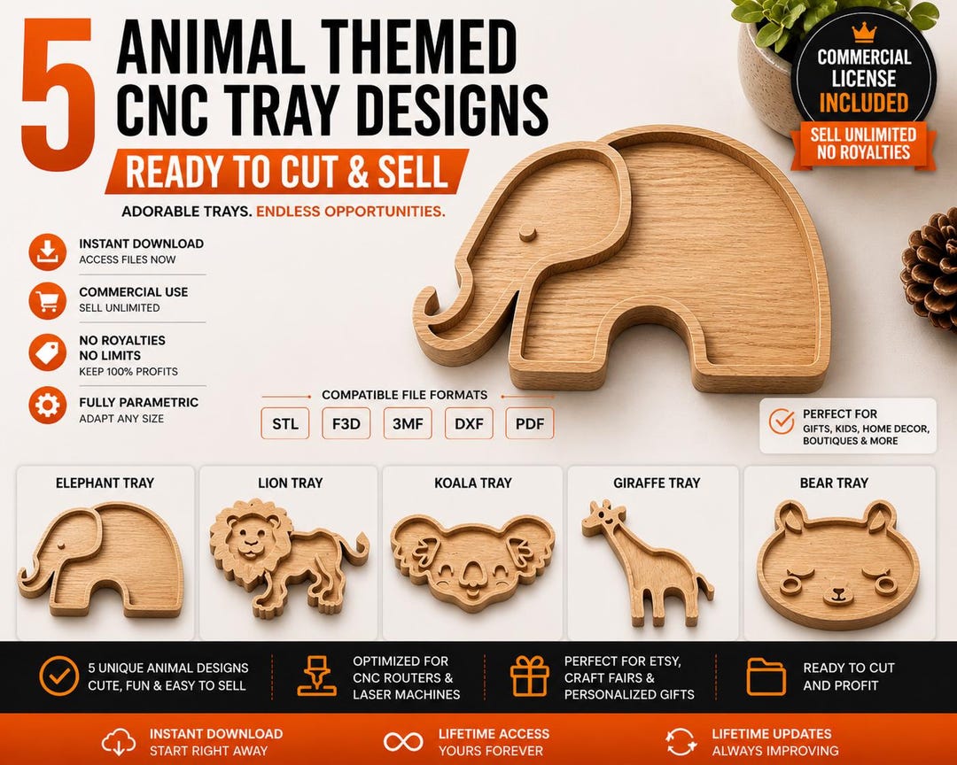 Animal Tray CNC File Bundle – Wood Router Designs