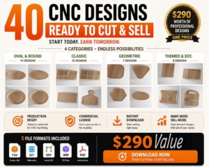 CNC Design Bundle – 40 Tray, Board & Bowl Files for Wood Routers