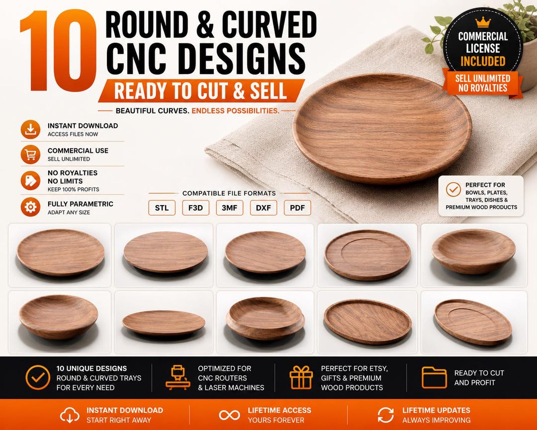 10 CNC Tray & Bowl Projects to Sell – Wood Router Bundle