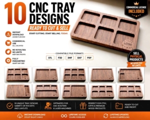 10 CNC Tray and Board Design Files – Wood Router Bundle